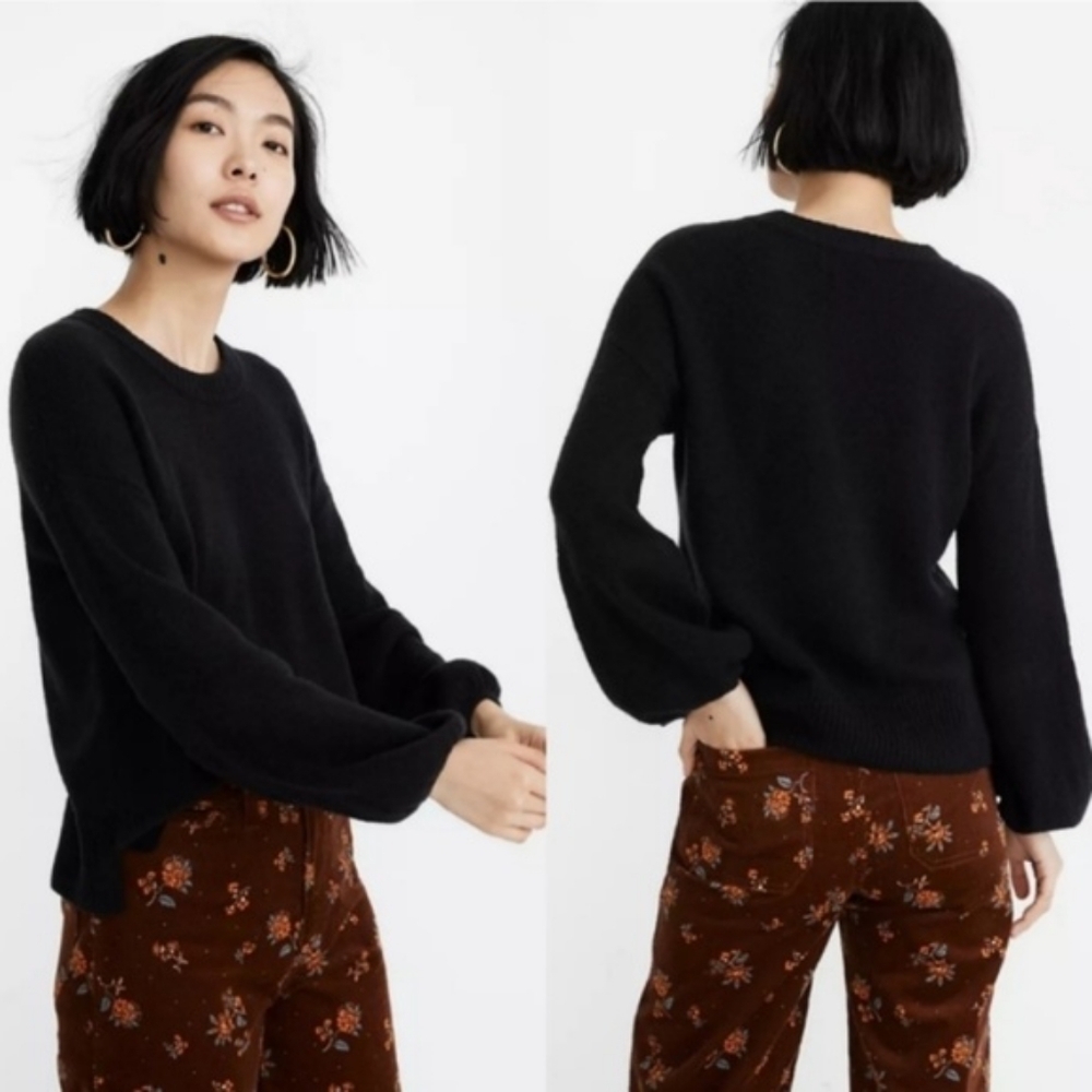 Madewell Payton Relaxed Fit Wool Alpaca Coziest Yarn Black Sweater, Size XS